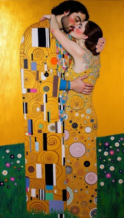 FLUX-generated picture in a style of Gustav Klimt's 